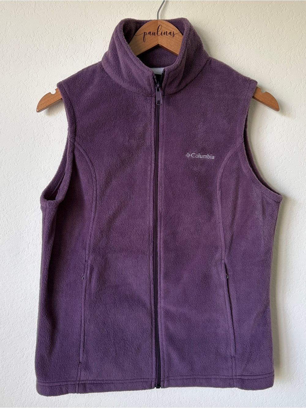 Columbia Womens M Purple Fleece Vest Full Zip Lightweight Outdoor Hiking